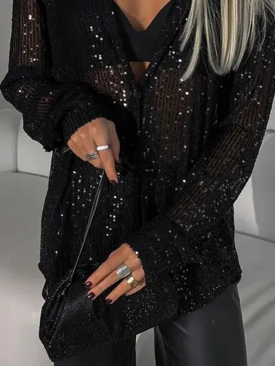 'Acacia' Sequin Long Sleeve Shirt - Celes Fashion